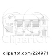 Royalty Free RF Clipart Illustration Of A Brick Building Facade Sketch 2