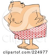 Fat Man In His Boxers Pinching His Love Handles