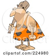 Royalty Free RF Clipart Illustration Of A Hairy Grumpy Neanderthal Man Carrying A Club On His Shoulder