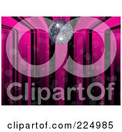 Royalty Free RF Clipart Illustration Of A Pink And Black Music Background With A Silver Disco Ball
