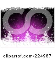 Poster, Art Print Of Purple Grunge Christmas Background Of Snow Trees And A Purple Burst