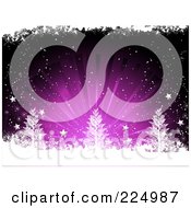 Royalty Free RF Clipart Illustration Of A Purple Grunge Christmas Background Of Snow Trees And A Purple Burst