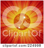 Royalty Free RF Clipart Illustration Of An Orange Disco Ball Over Red And Yellow Light And Halftone