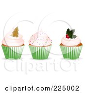Royalty Free RF Clipart Illustration Of A Digital Collage Of Three Christmas Cupakes