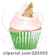 Royalty Free RF Clipart Illustration Of A Christmas Cupake With A Gingerbread Tree Garnish