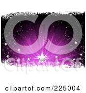 Poster, Art Print Of Silver Christmas Star Over Grungy Snow And A Purple Burst