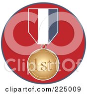 Royalty Free RF Clipart Illustration Of A First Place Medal On A Red Circle