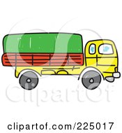 Poster, Art Print Of Sketched Yellow Lorry Big Rig Truck