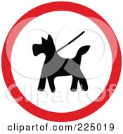 Poster, Art Print Of Red And White Round Dog On Leash Sign