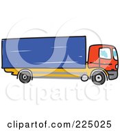 Poster, Art Print Of Sketched Red And Blue Lorry Big Rig Truck