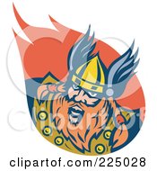 Poster, Art Print Of Retro Viking Man Logo
