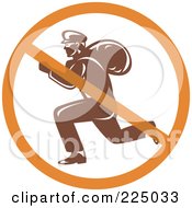 Poster, Art Print Of Retro Robber Logo With A Prohibited Symbol