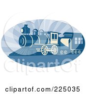 Poster, Art Print Of Blue Oval Steam Train Logo