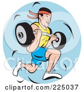 Poster, Art Print Of Man Running And Carrying A Barbell Logo