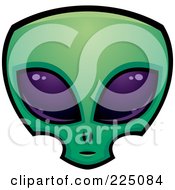 Royalty Free RF Clipart Illustration Of A Green Alien Face With Big Purple Eyes by John Schwegel #COLLC225084-0127