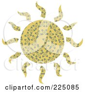 Royalty Free RF Clipart Illustration Of A Beige Patterned Sun
