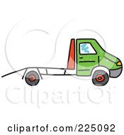 Poster, Art Print Of Green And Red Car Transporter Truck