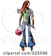 Poster, Art Print Of Whimsy Woman Carrying A Purse And Cell Phone