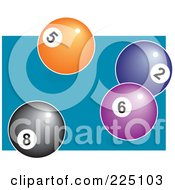 Poster, Art Print Of Eightball With Orange Blue And Purple Balls On A Pool Table