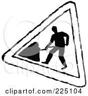 Royalty Free RF Clipart Illustration Of A Black And White Triangular Road Work Sign
