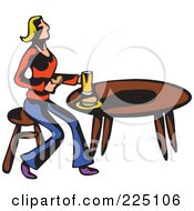 Poster, Art Print Of Whimsy Woman Eating At A Table