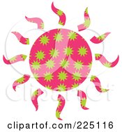 Royalty Free RF Clipart Illustration Of A Pink Patterned Sun