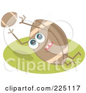 Poster, Art Print Of Football Character Leaping To Catch A Ball