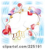 Royalty Free RF Clipart Illustration Of A Cloud Frame Of Hearts Stars An Drops On A Blue Swirl by MilsiArt