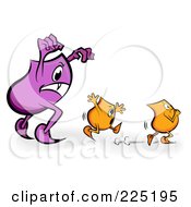 Poster, Art Print Of Purple Blinky Monster Chasing Tiny Orange Blinkies