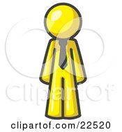 Yellow Business Man Wearing A Tie Standing With His Arms At His Side by Leo Blanchette