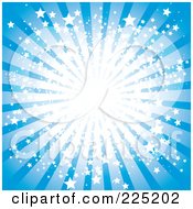 Royalty Free RF Clipart Illustration Of A Blue Ray Burst With Bright Stars And Light