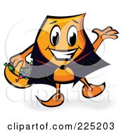 Halloween Blinky Cartoon Character Wearing A Cape And Trick Or Treating