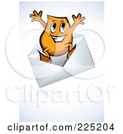 Blinky Cartoon Character Jumping Out Of An Envelope