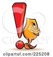 Orange Blinky Cartoon Character Leaning Against An Exclamation Point