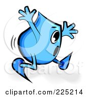 Scared Blue Blinky Cartoon Character Running