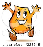 Happy Orange Blinky Cartoon Character Jumping