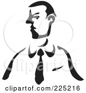Royalty Free RF Clipart Illustration Of A Black And White Thick Line Drawing Of A Businessman 1