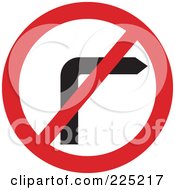 Poster, Art Print Of Red And White Round Right Turn Prohibited Sign