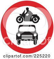 Poster, Art Print Of Red And White Round Motorcycle And Car Sign