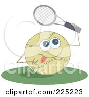 Royalty Free RF Clipart Illustration Of A Tennis Ball Character Holding A Racket by Prawny