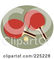 Poster, Art Print Of Ping Pong Ball And Paddles Over A Green Oval