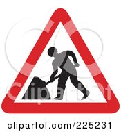 Poster, Art Print Of Red And White Road Work Triangle Sign
