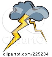 Royalty Free RF Clipart Illustration Of A Storm Cloud With Two Lightning Bolts by Prawny