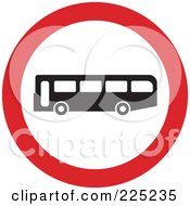 Poster, Art Print Of Red And White Round Bus Sign