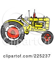 Poster, Art Print Of Yellow Sketched Tractor