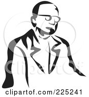 Royalty Free RF Clipart Illustration Of A Black And White Thick Line Drawing Of A Businessman 3