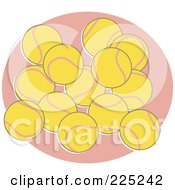 Poster, Art Print Of Group Of Yellow Tennis Balls On A Pink Circle