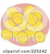 Royalty Free RF Clipart Illustration Of A Group Of Yellow Tennis Balls On A Pink Circle