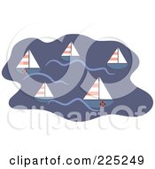 Royalty Free RF Clipart Illustration Of A Sailboats On Dark Water