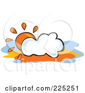 Poster, Art Print Of Orange Sun Behind A Puffy White Cloud